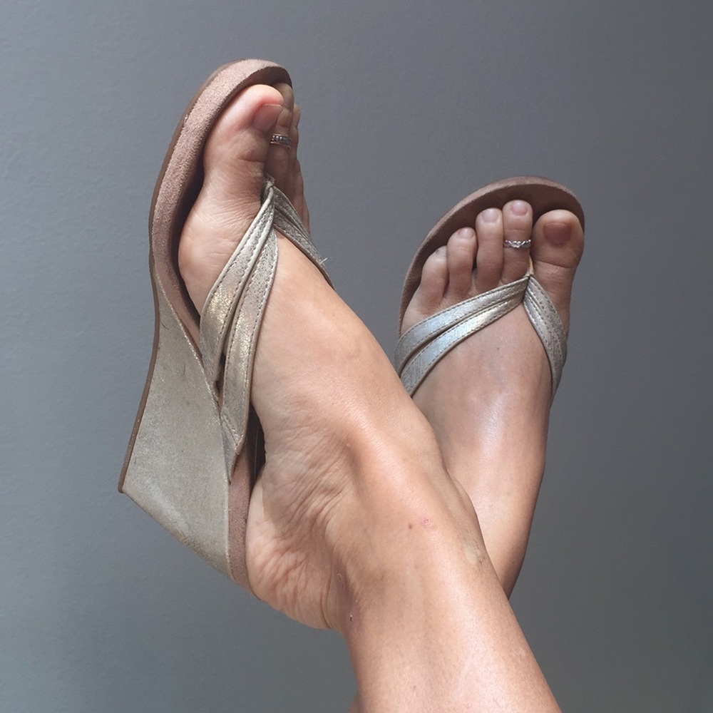 Style & Co. Shimmering Gold Wedge Sandals Size 6